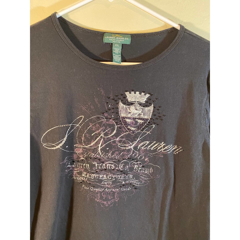 Lauren Jeans CO. Ralph Lauren Tee Black Size P/L - Picture 6 of 8
